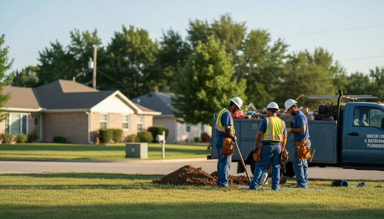 Residential water line and bathroom plumbing service in Holland, TX